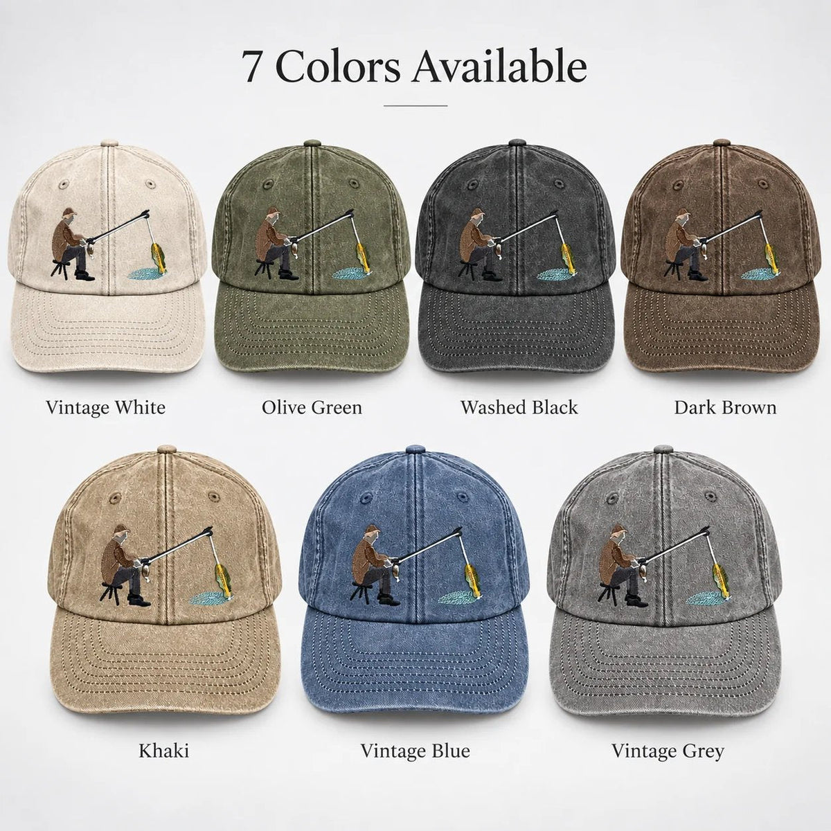 🔥 Last Day 50% OFF-🎣🧢 Catch of the Day Interactive Fishing Cap – Vintage Washed Moving Fish Hat