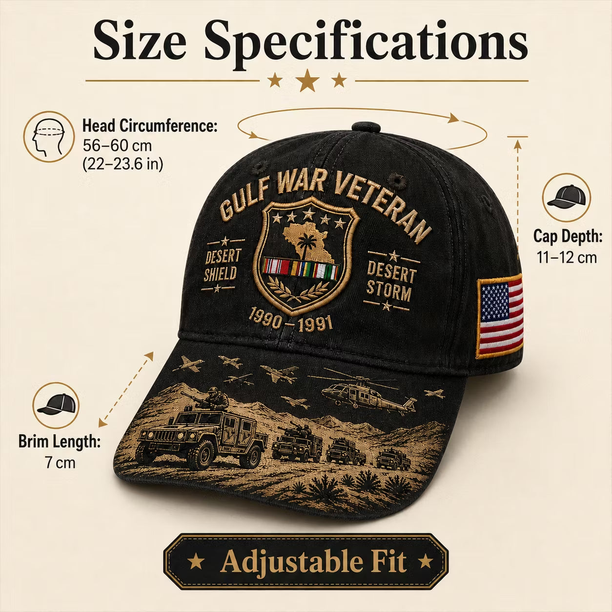 🇺🇸Gulf War Veteran Desert Shield & Desert Storm Commemorative Cap