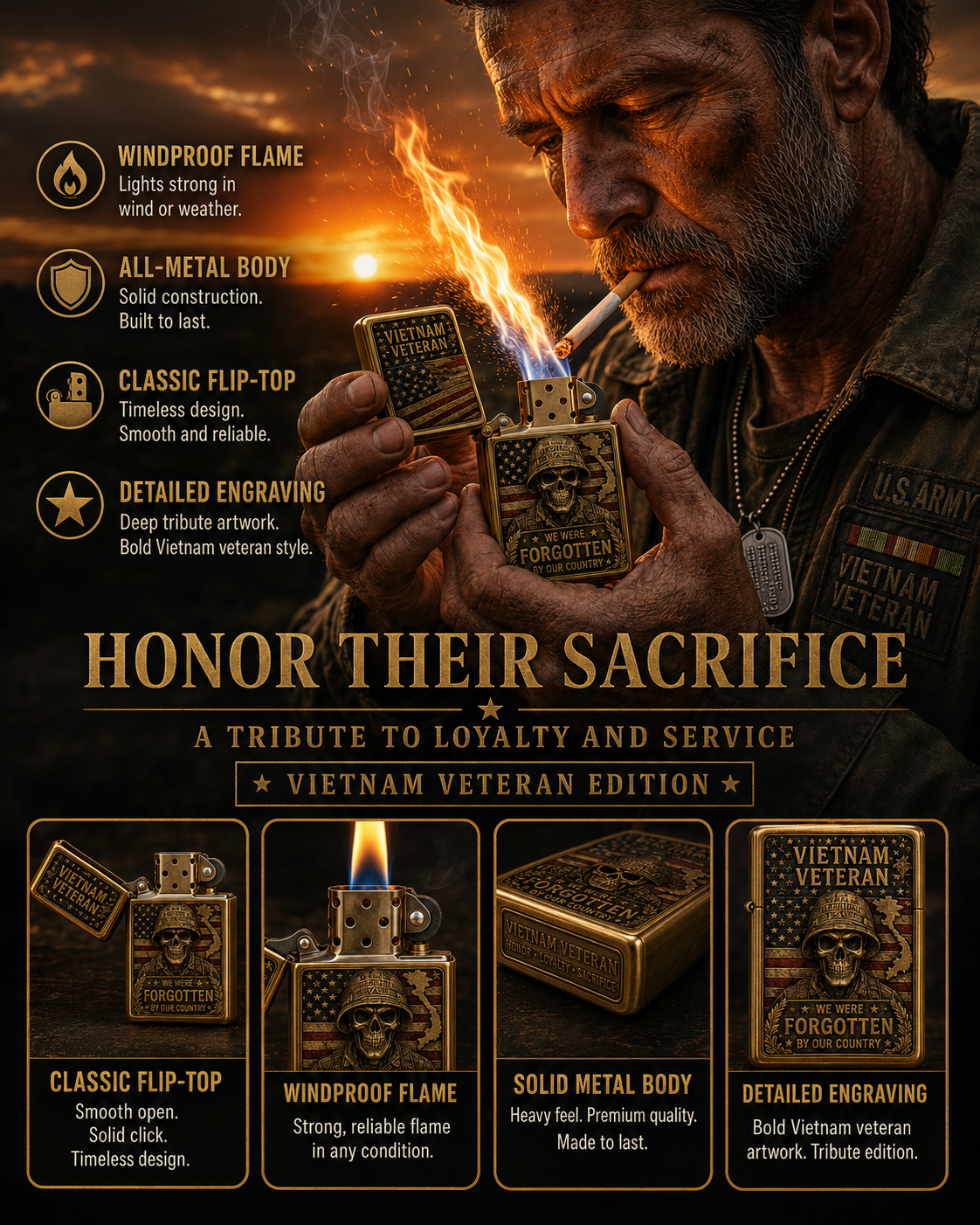 ⚡️LAST DAY 50% OFF — Vietnam Veteran Tribute Lighter 🇺🇸 Honor Their Sacrifice 🎁 BUY 2, FREE SHIPPING