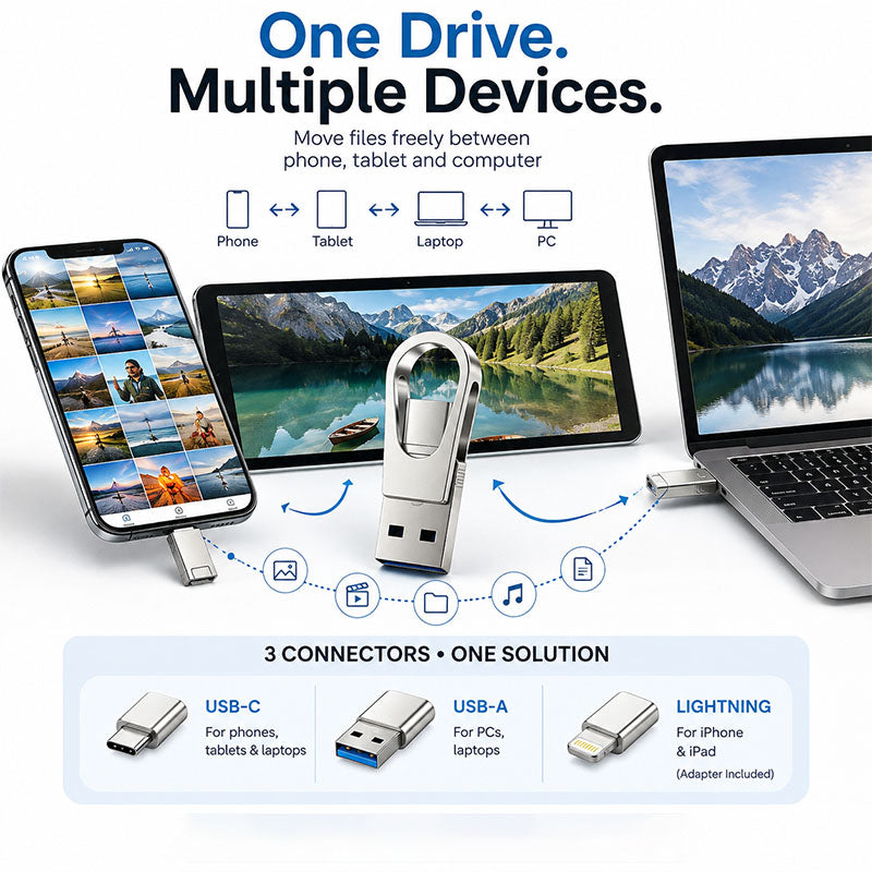 📱 3-in-1 Phone & Computer Flash Drive – Fast Photo & File Transfer