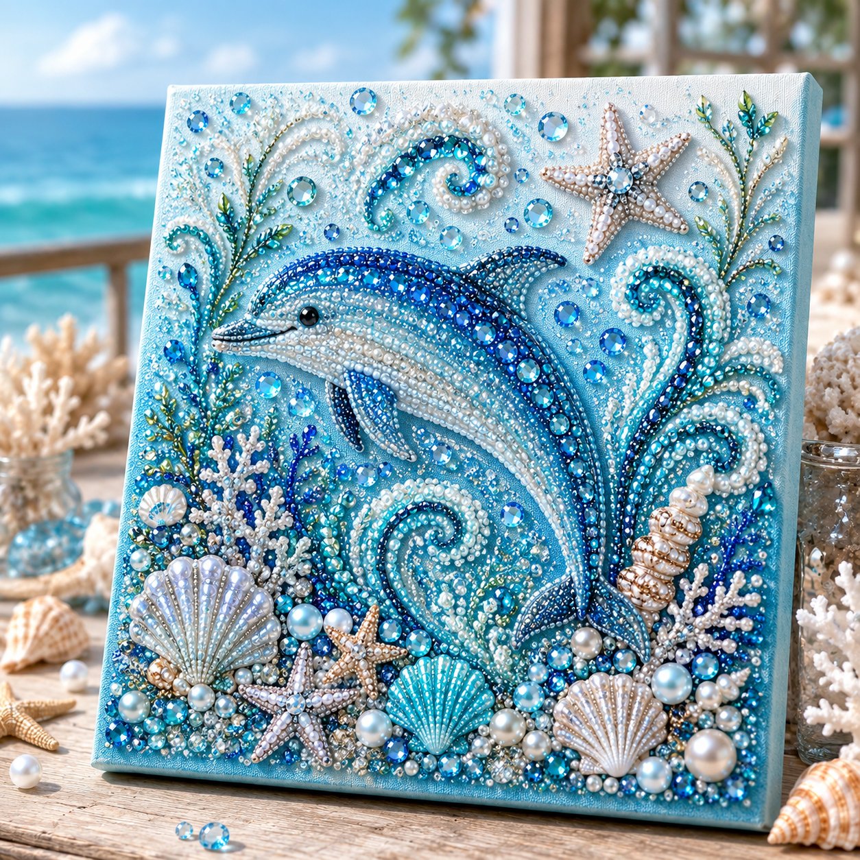 🎁Last Day 50% OFF - 🌊✨ Ocean Theme Pearl Art DIY Kit – Relaxing DIY Craft to Create Stunning Coastal Artwork