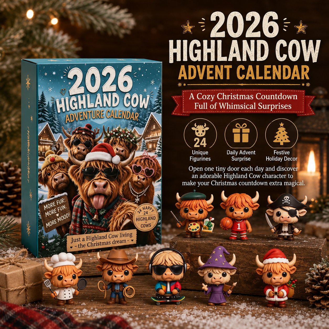 🔥Last Day 50% OFF - 🐮🎁2026 Highland Cow Advent Calendar | Every Day Brings New Surprises(📦Buy 2 Free Shipping)