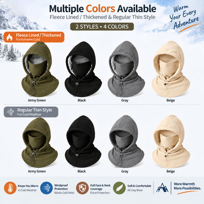 3-in-1 Fleece Balaclava Hood – Windproof Full Face Cover, Neck Gaiter & Winter Ski Mask