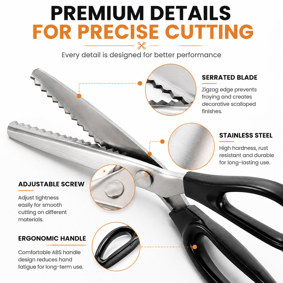 ✂️Professional Pinking Shears – Stainless Steel Zigzag Fabric Cutting Scissors✨🧵