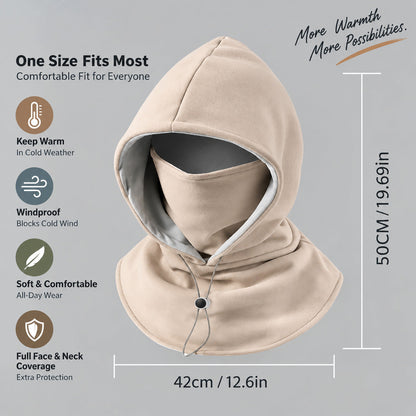 3-in-1 Fleece Balaclava Hood – Windproof Full Face Cover, Neck Gaiter & Winter Ski Mask