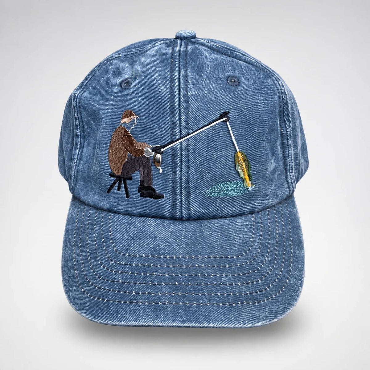 🔥 Last Day 50% OFF-🎣🧢 Catch of the Day Interactive Fishing Cap – Vintage Washed Moving Fish Hat