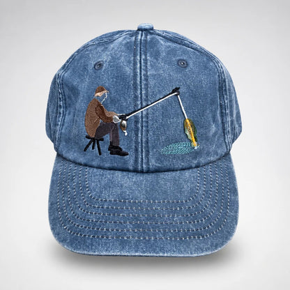 🔥 Last Day 50% OFF-🎣🧢 Catch of the Day Interactive Fishing Cap – Vintage Washed Moving Fish Hat