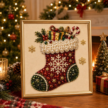 🧘Relaxing & Beginner-Friendly-💎DIY Christmas 3D Pearl Diamond Painting Art Kit With Frame(❤️Same as the Vedio)