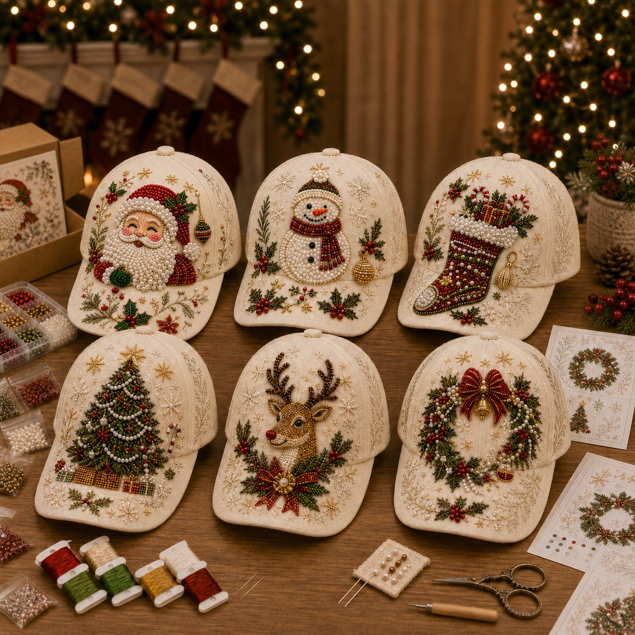 🔥LAST DAY 50% OFF - 🎅🎁 Premium Christmas Beaded Hat DIY Kit🪡✨