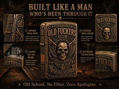 ☠️ Old Fuckers Club Vintage Lighter | 2026 Limited Edition Collectible Metal Lighter