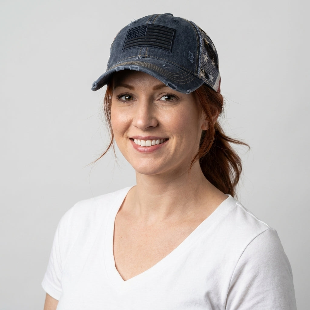 🇺🇸 Last Day Promo: 50% OFF -American Flag Ponytail Embroidered Hat