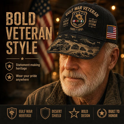 🇺🇸Gulf War Veteran Desert Shield & Desert Storm Commemorative Cap