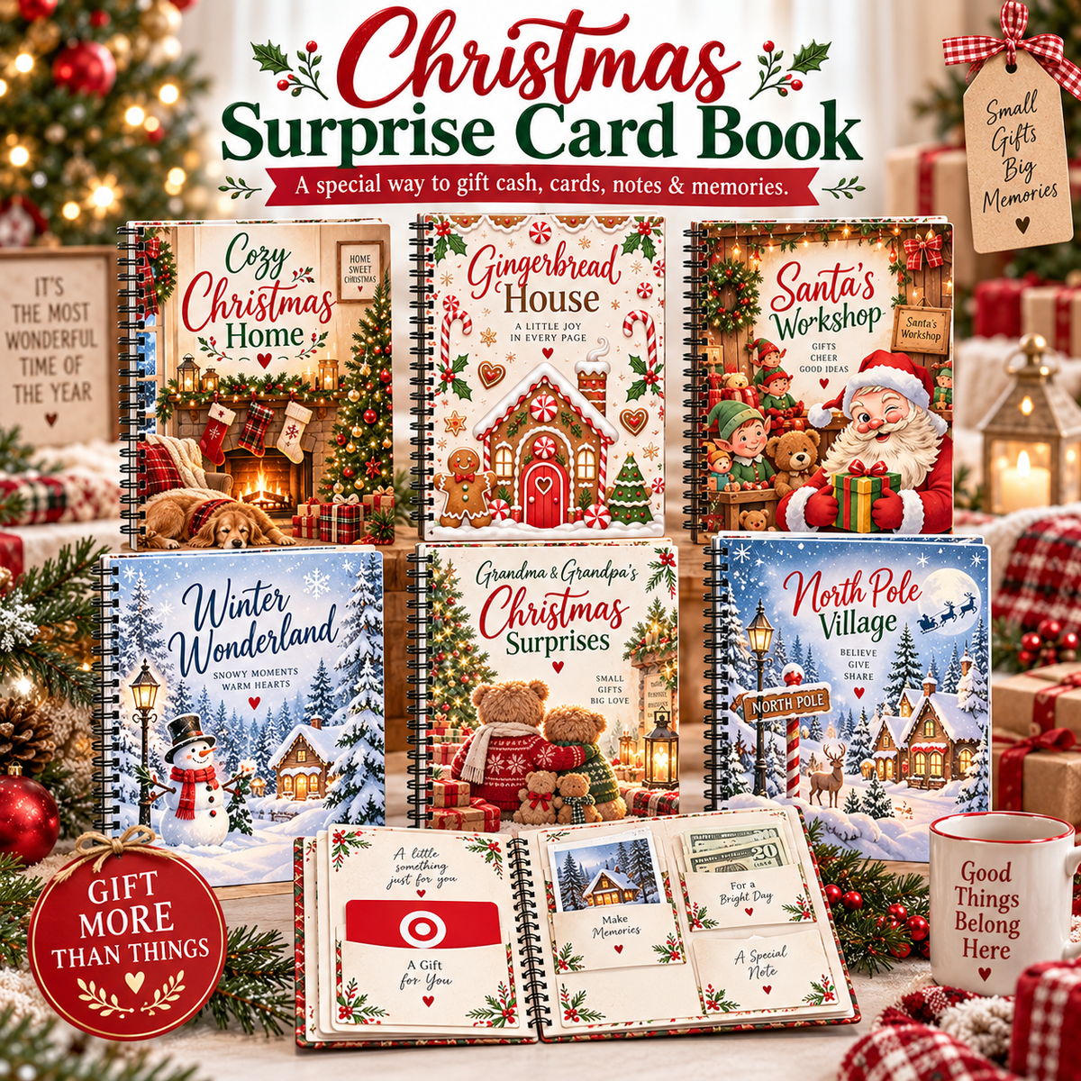 🎄📚Christmas Surprise Card Book🎁Surprises On Every Page📚Hardcover & Durability Line