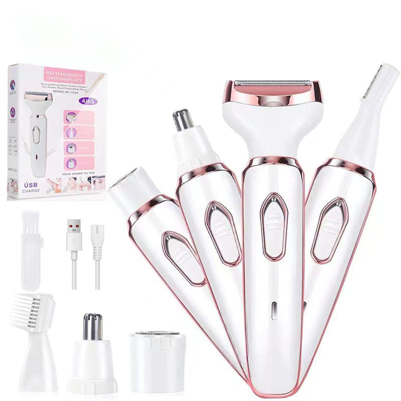 🌸 4-in-1 Painless Rechargeable Grooming Kit – Your All-In-One Smooth Skin Solution