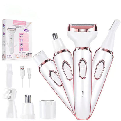 🌸 4-in-1 Painless Rechargeable Grooming Kit – Your All-In-One Smooth Skin Solution
