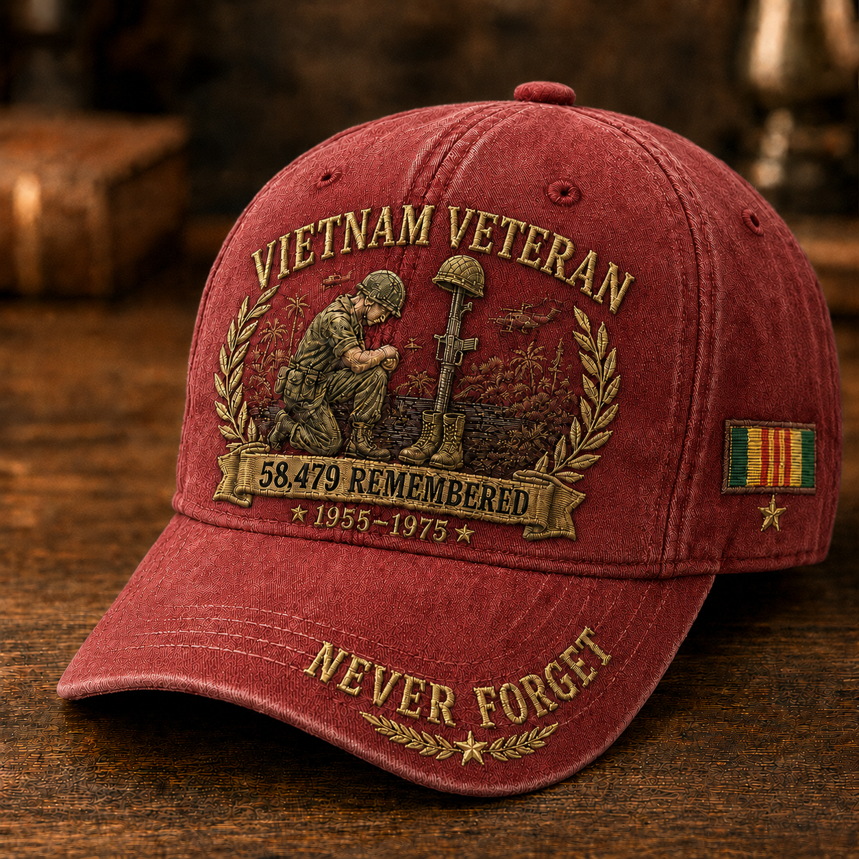 Vietnam Veteran 58,479 Remembered Cap 🎁 Free Double-Sided Honor Coin With Every Cap Purchase