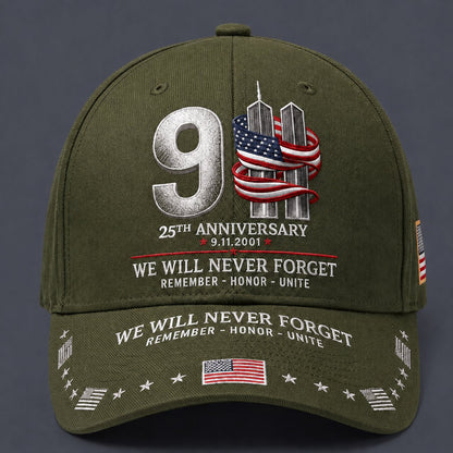 🔥LAST DAY 50% OFF - 9/11 25th Anniversary We Will Never Forget Embroidered Memorial Baseball Cap