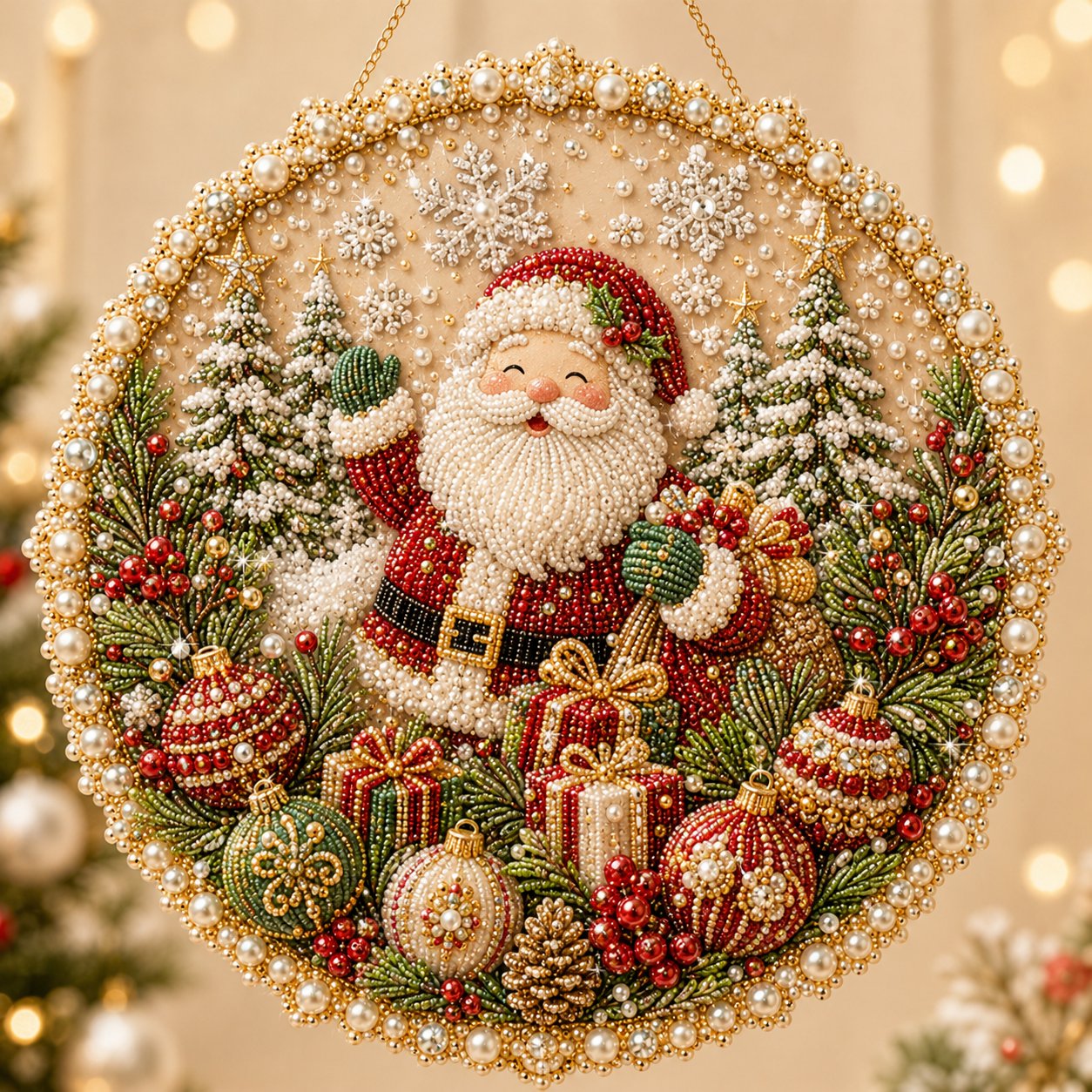 🔥Last Day 50% OFF - 🌸🌻🍂🎄 Four Seasons & Holiday Pearl Art Hanging Wreath Kit ✨