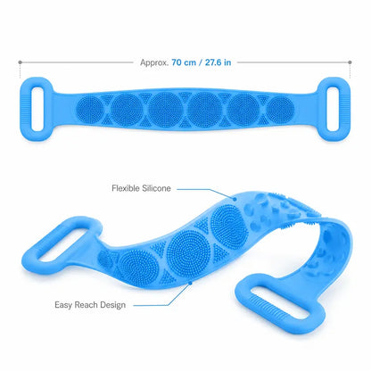 Silicone Bath Brush, Double-Sided Exfoliating Back Scrubber with Mesh Sponge