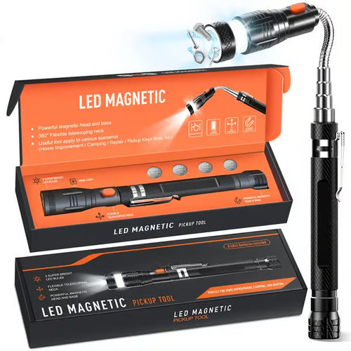 🔦Telescoping Magnetic Pickup Tools - Telescoping Magnet with LED Flashlight