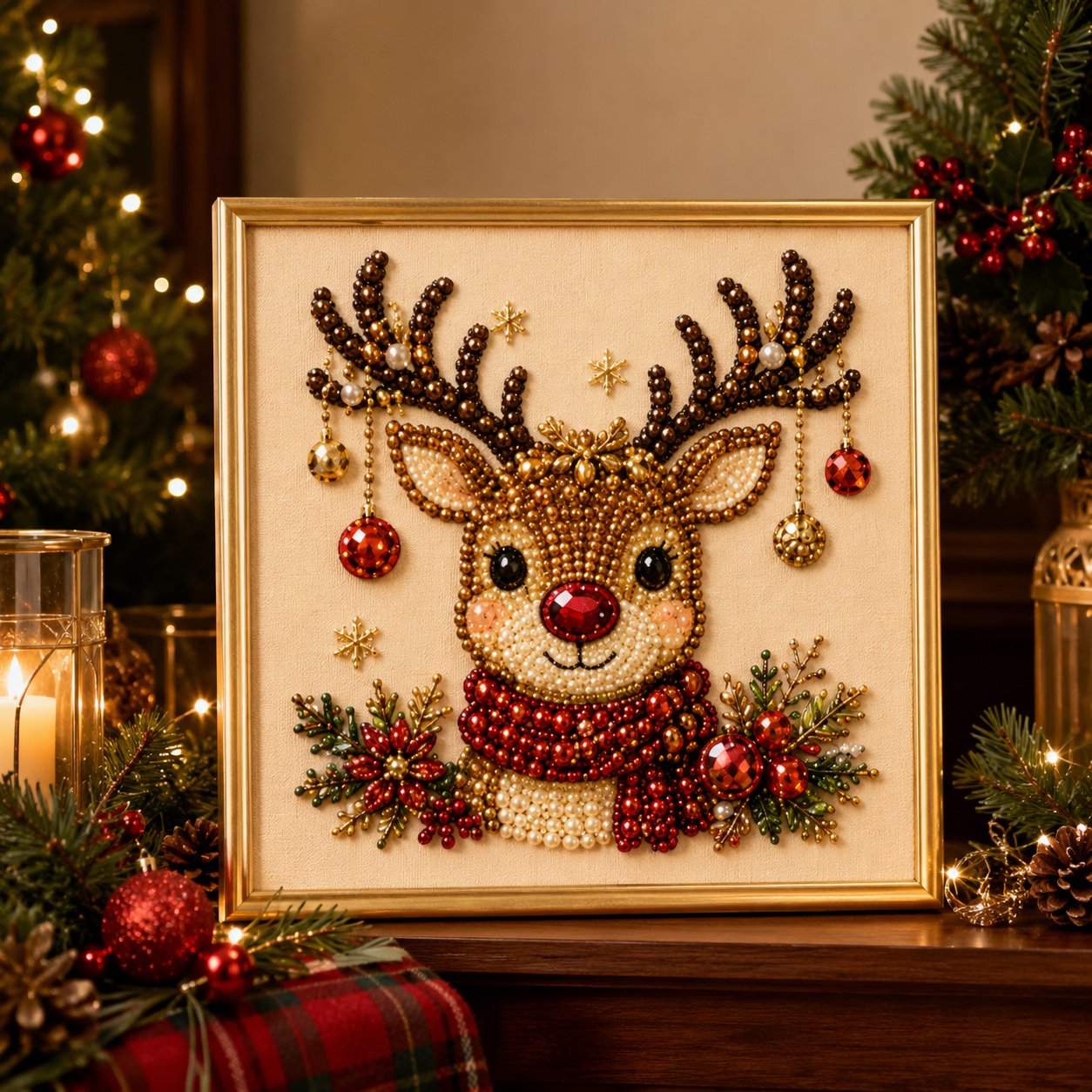 🧘Relaxing & Beginner-Friendly-💎DIY Christmas 3D Pearl Diamond Painting Art Kit With Frame(❤️Same as the Vedio)