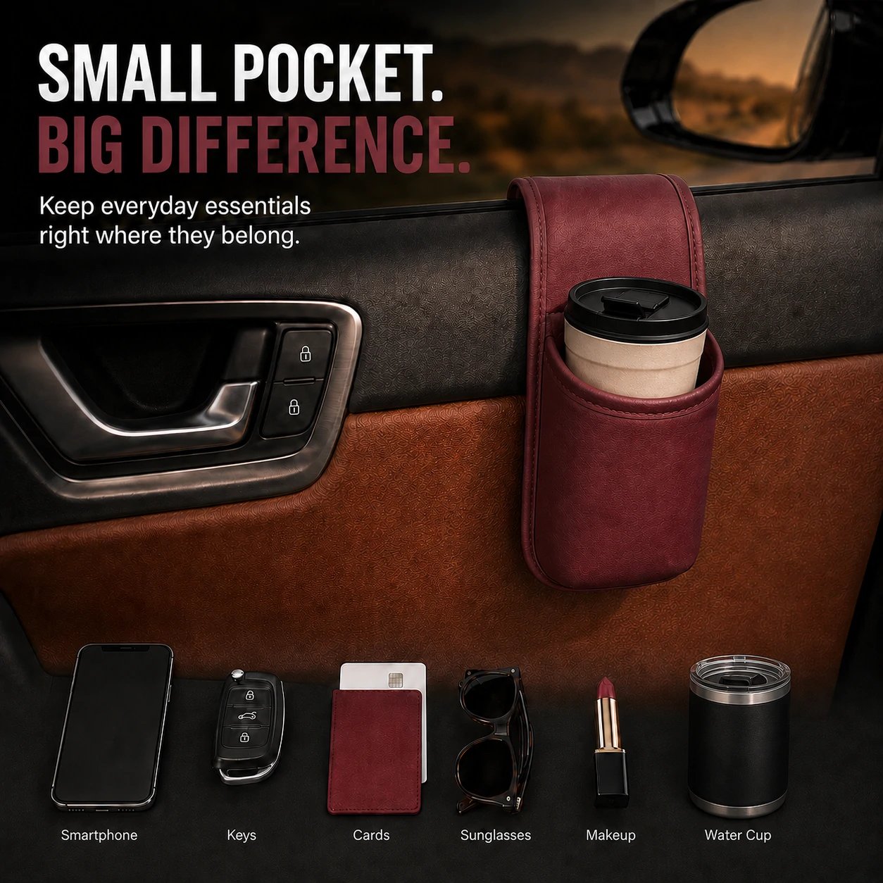 🔥LAST DAY 50% OFF - Leather Car Door Storage Pocket🚗