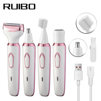 🌸 4-in-1 Painless Rechargeable Grooming Kit – Your All-In-One Smooth Skin Solution