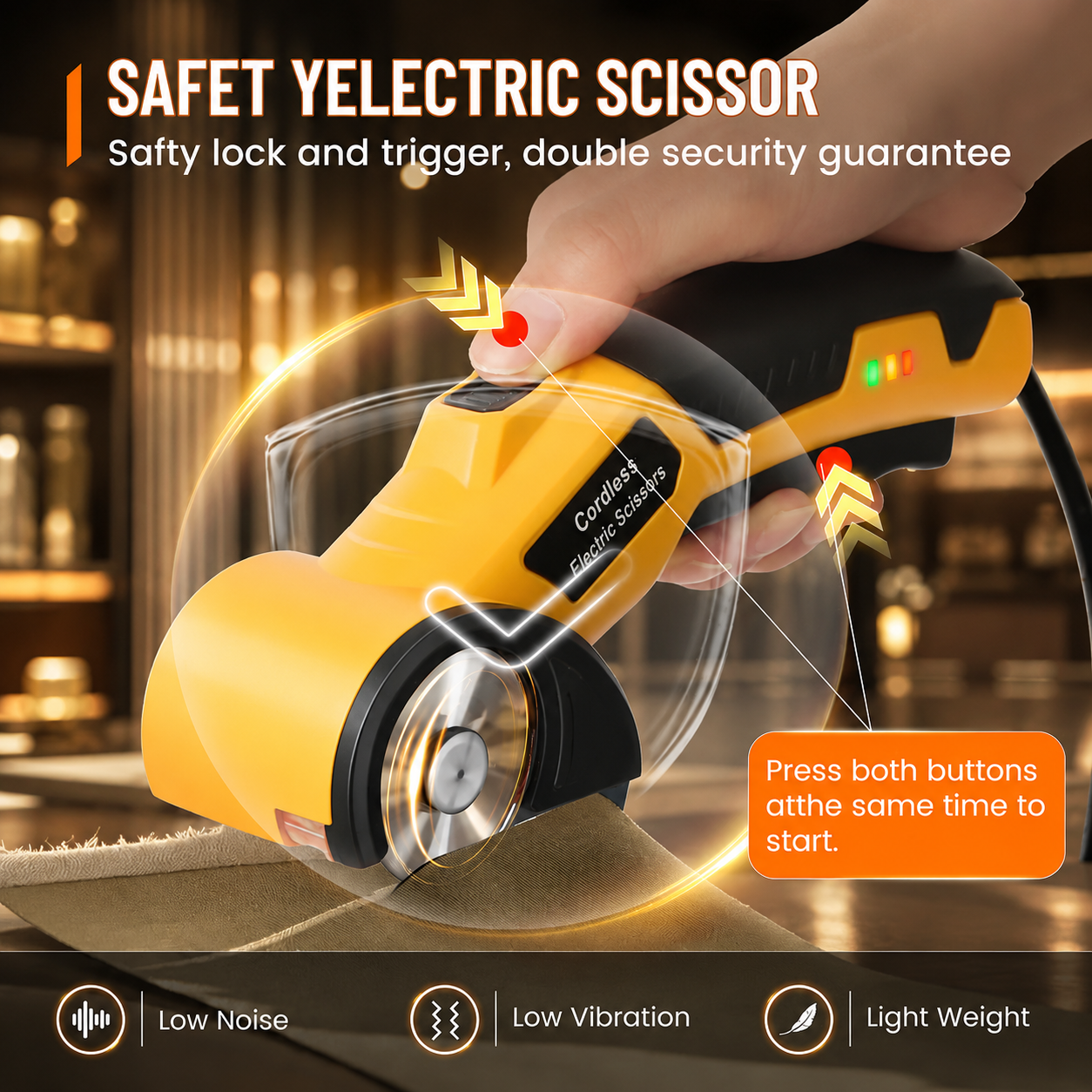 Rechargeable Cordless Electric Scissors Free 2 Safety Blades