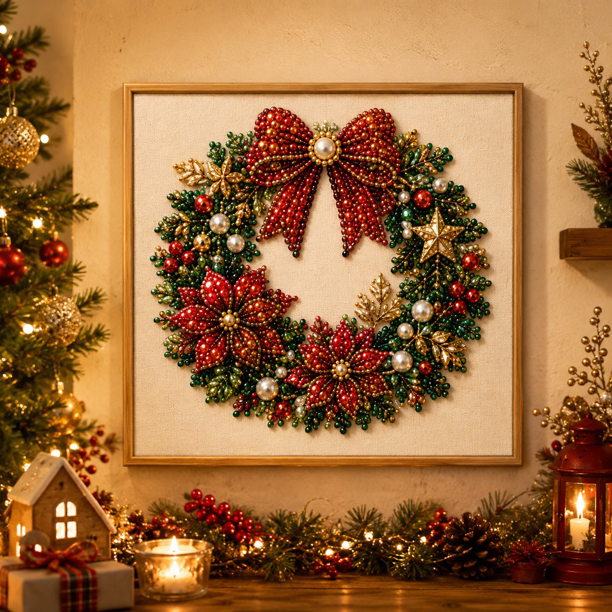 🧘Relaxing & Beginner-Friendly-💎DIY Christmas 3D Pearl Diamond Painting Art Kit With Frame(❤️Same as the Vedio)