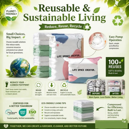 💐 BUY 2 GET 1 FREE!🧳No‐Pump Vacuum Storage Compression Bags – Press & Seal, No Pump Needed. Saves 80% Space, Keeps Clothes Dry & Dust‐Free✨