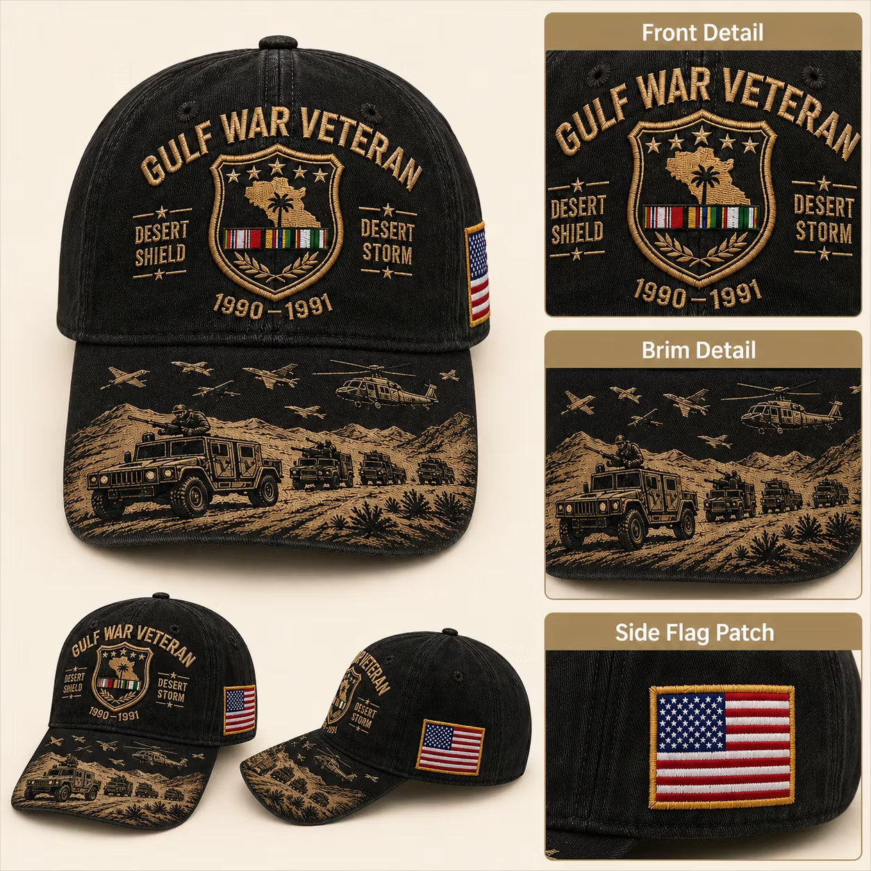🇺🇸Gulf War Veteran Desert Shield & Desert Storm Commemorative Cap