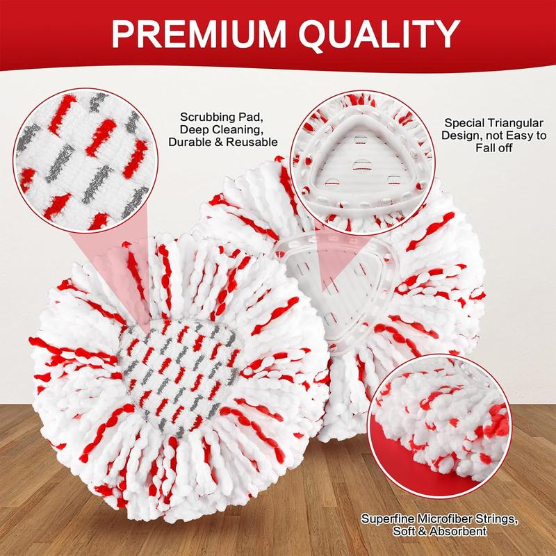 Upgraded 2-in-1 SpinMop Refill Built-in ScrubPads for Stuck-on DeepCleaning