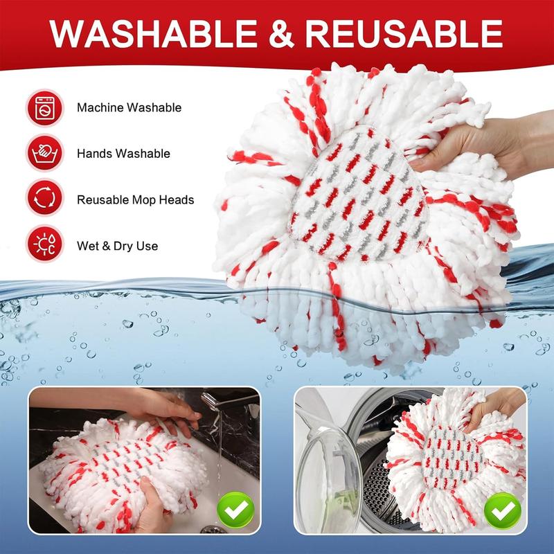 Upgraded 2-in-1 SpinMop Refill Built-in ScrubPads for Stuck-on DeepCleaning