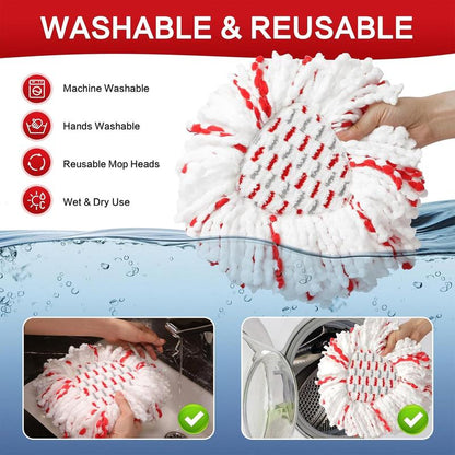Upgraded 2-in-1 SpinMop Refill Built-in ScrubPads for Stuck-on DeepCleaning