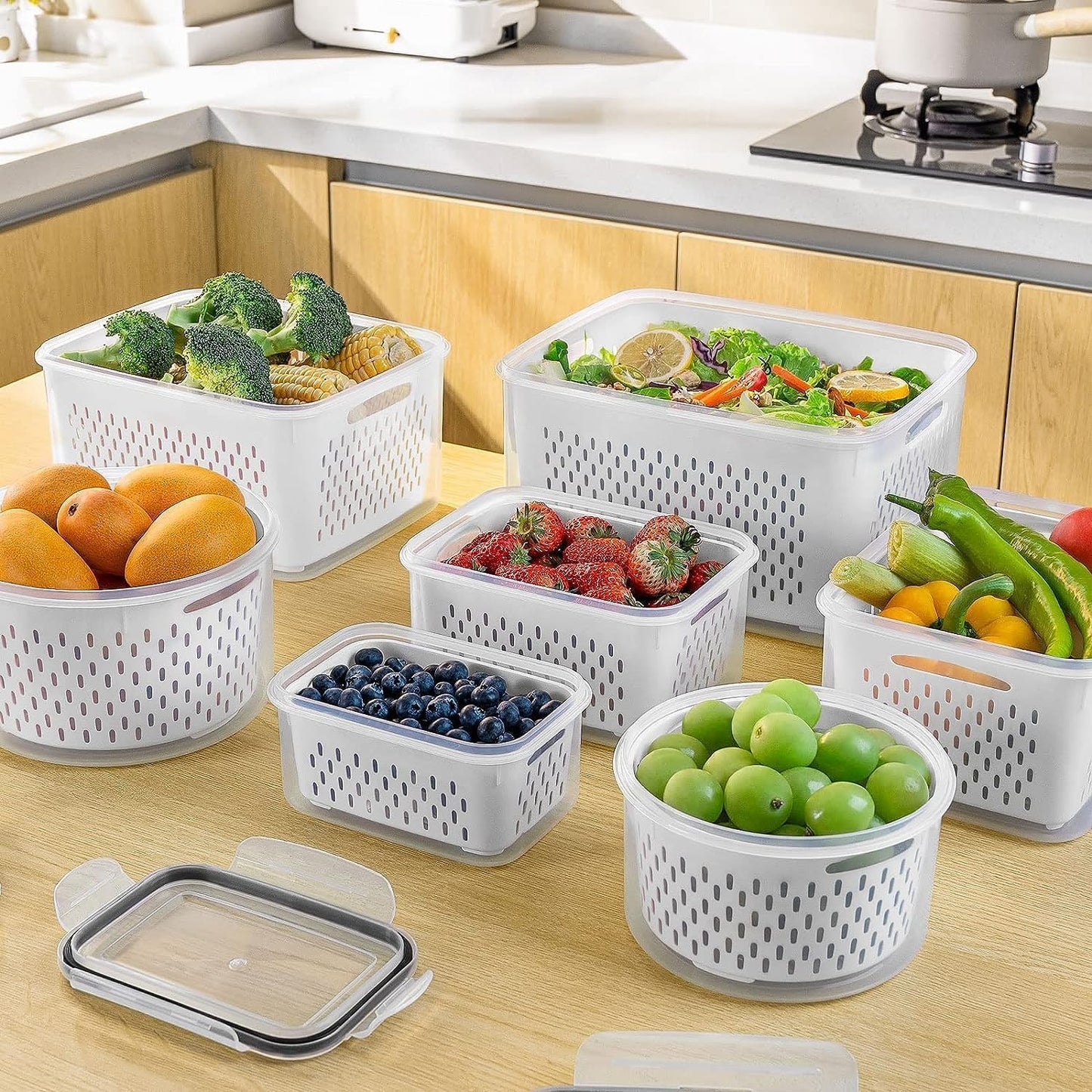 5-Piece Airtight Fruit Storage Container Set for Fridge