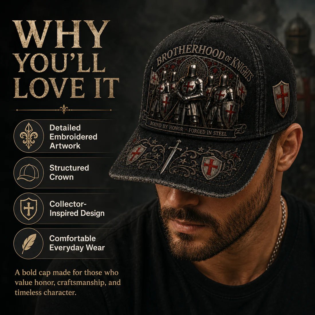 ⚔️ Brotherhood Of Knights Honor Cap 🎁Free Honor Coin With Every Cap Purchase