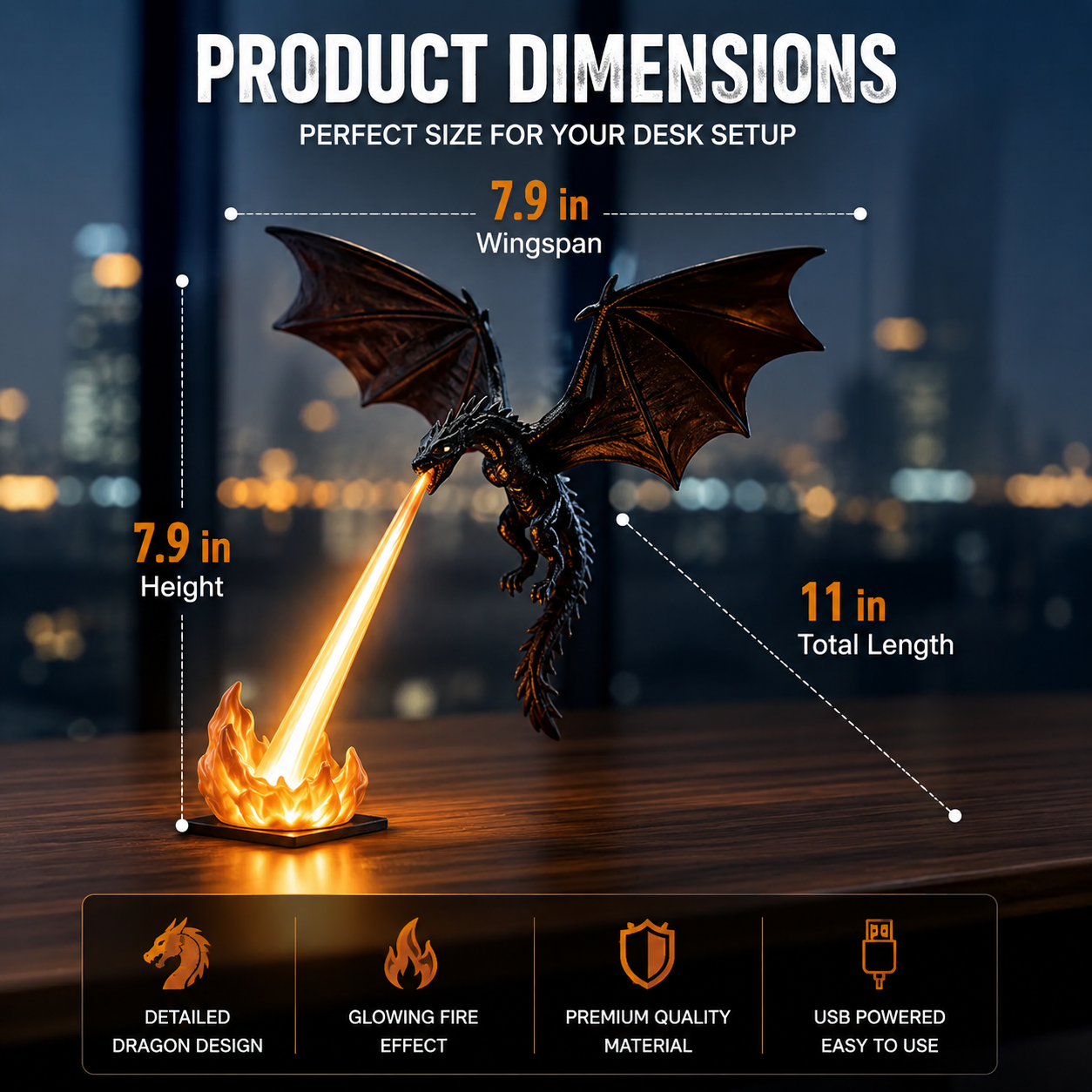 Dragon Fire Desk Light — Turn Your Desk Into a Fantasy Realm