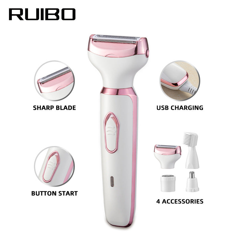 🌸 4-in-1 Painless Rechargeable Grooming Kit – Your All-In-One Smooth Skin Solution