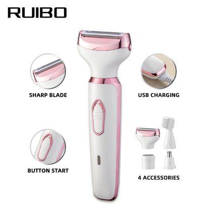 🌸 4-in-1 Painless Rechargeable Grooming Kit – Your All-In-One Smooth Skin Solution