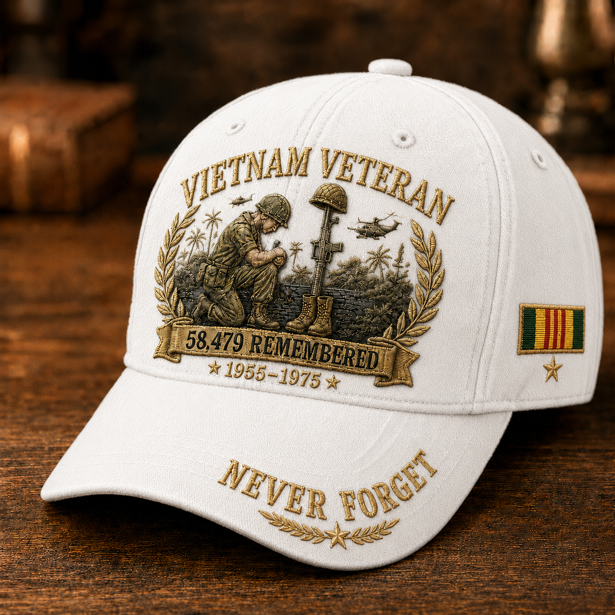 Vietnam Veteran 58,479 Remembered Cap 🎁 Free Double-Sided Honor Coin With Every Cap Purchase