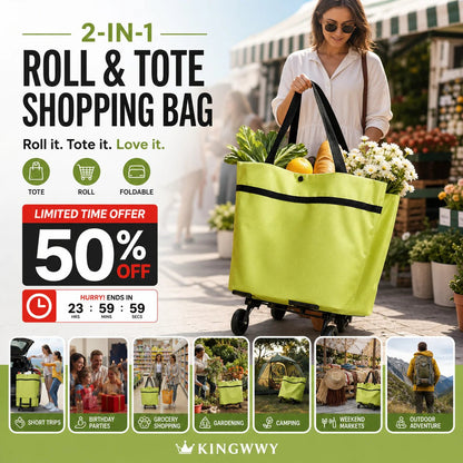 ⚡️LAST DAY 50% OFF 🛒♻️2-in-1 Foldable Shopping Cart