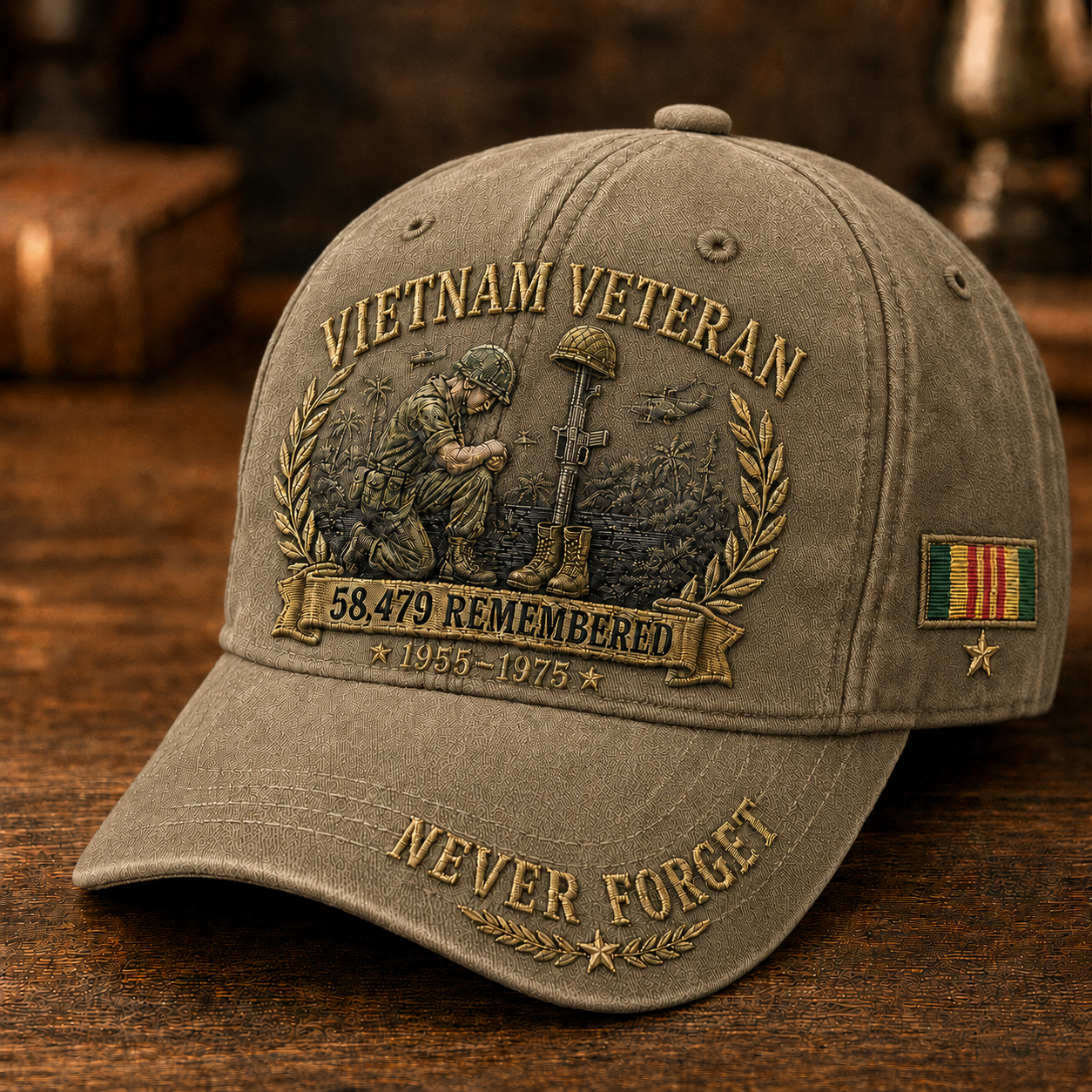 Vietnam Veteran 58,479 Remembered Cap 🎁 Free Double-Sided Honor Coin With Every Cap Purchase