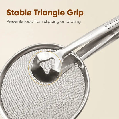2-in-1 Stainless Steel Frying Filter Tongs – Clip, Drain & Serve Easily