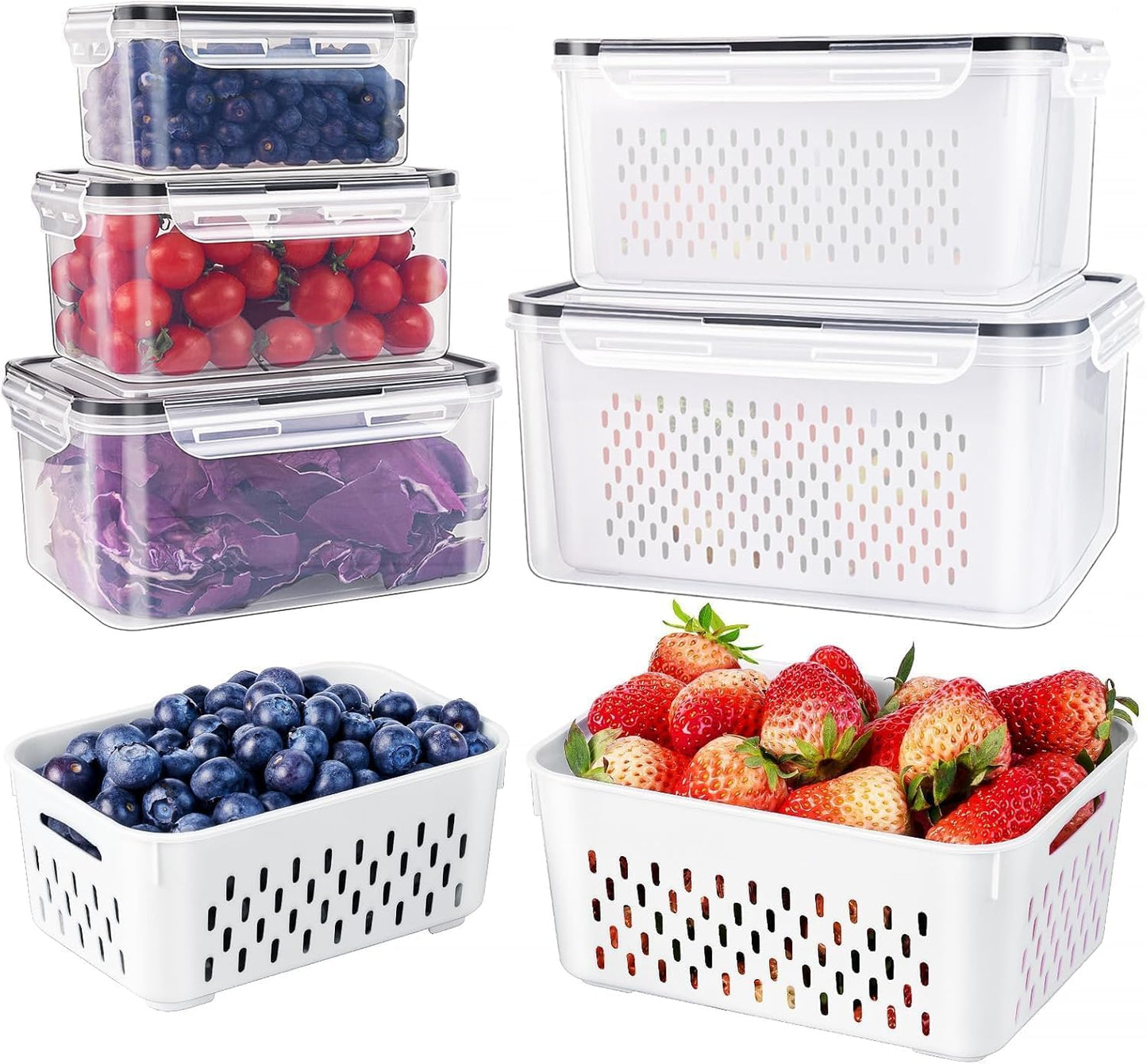 5-Piece Airtight Fruit Storage Container Set for Fridge