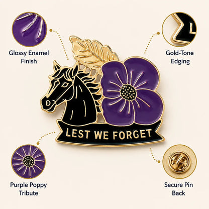 🐴 111th Anniversary War Horse Purple Poppy Remembrance Brooch