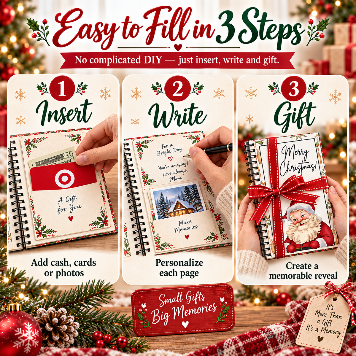 🎄📚Christmas Surprise Card Book🎁Surprises On Every Page📚Hardcover & Durability Line