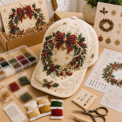 🔥LAST DAY 50% OFF - 🎅🎁 Premium Christmas Beaded Hat DIY Kit🪡✨