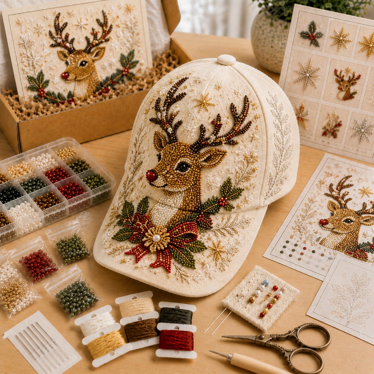 🔥LAST DAY 50% OFF - 🎅🎁 Premium Christmas Beaded Hat DIY Kit🪡✨