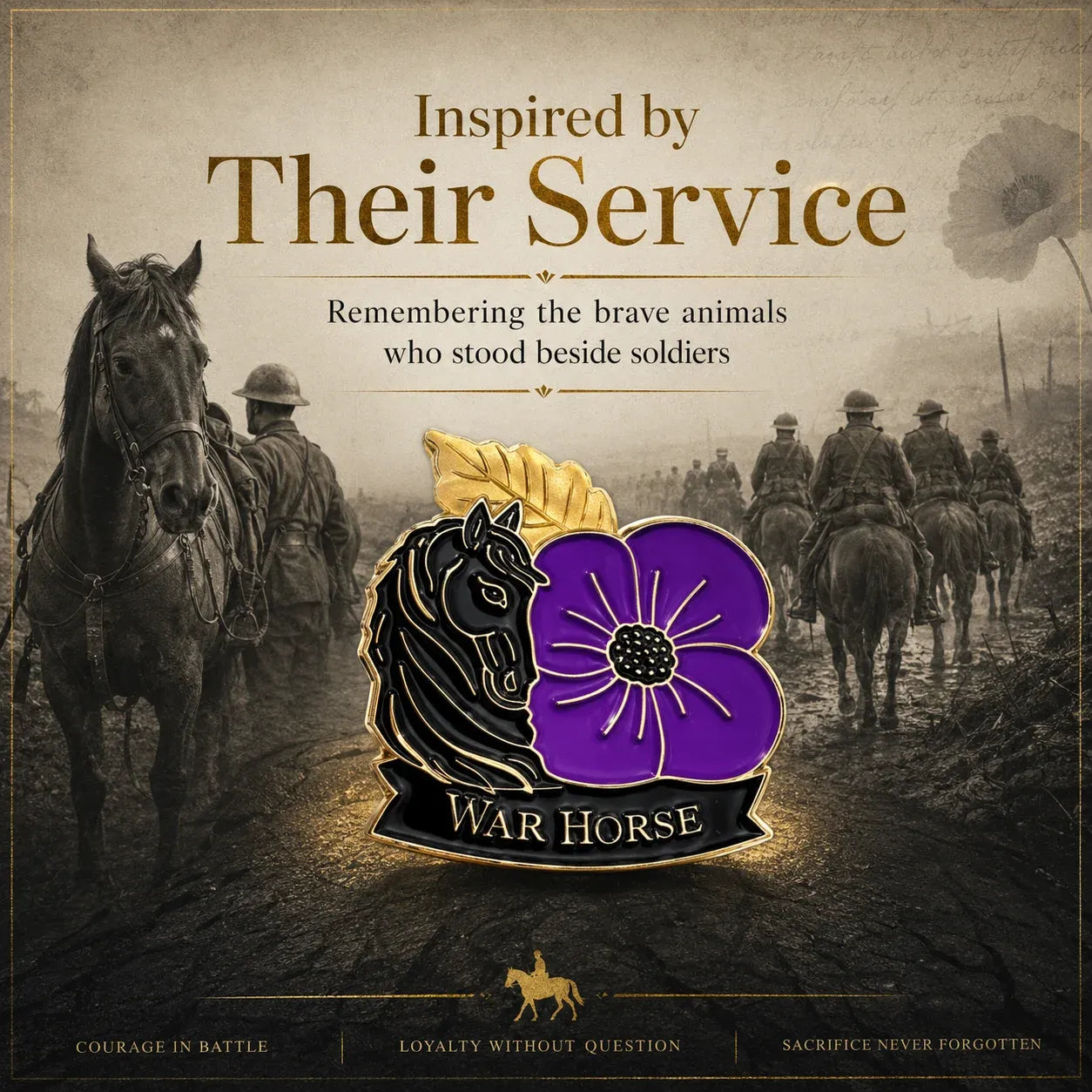 🐴 111th Anniversary War Horse Purple Poppy Remembrance Brooch
