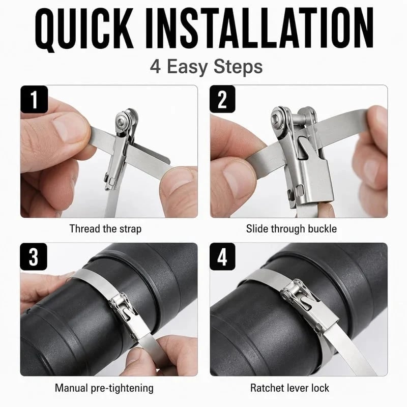 🔥LAST DAY 50% OFF - 🛠️Heavy Duty Stainless Steel Cable Tie with Flip Lock Buckle